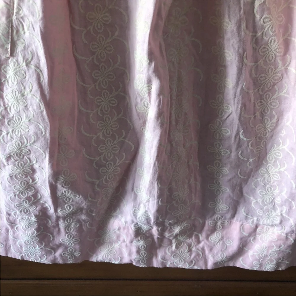 Flocked Floral Waist Apron Pink Cream Pocket Kitchen Chef Baking Vintage 50s 60s